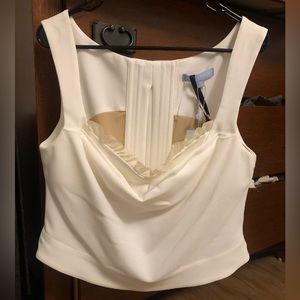 Antonio Melani x Courtney Grow Anais White Corset Ruffle Trim Top